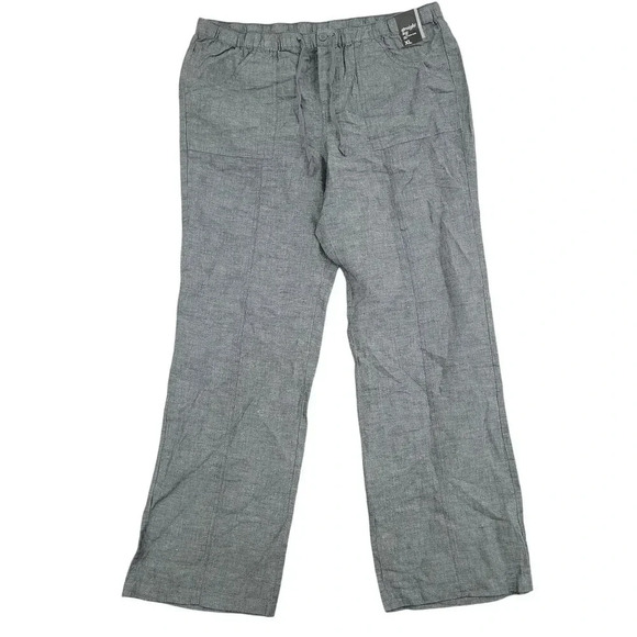 NWT New York & Company Women Straight Leg Pants XL Linen  Blend Gray  27PT - Picture 1 of 8